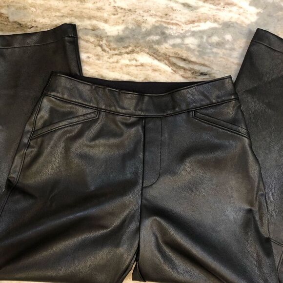 Spanx Slim Straight Pull On Pant Faux Leather Brown Ankle Length Size Medium - Picture 13 of 13